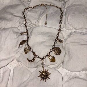 Free People Whimsigoth Celestial Sun & Moon Charm Necklace